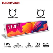 Small Monitor 11.3-inch IPS Stretched Bar LCD Mini Travel Display 440x1920 HDMI USB-C Portable Screen for Laptop Computer Windows Aida64 GPU CPU RAM Monitoring