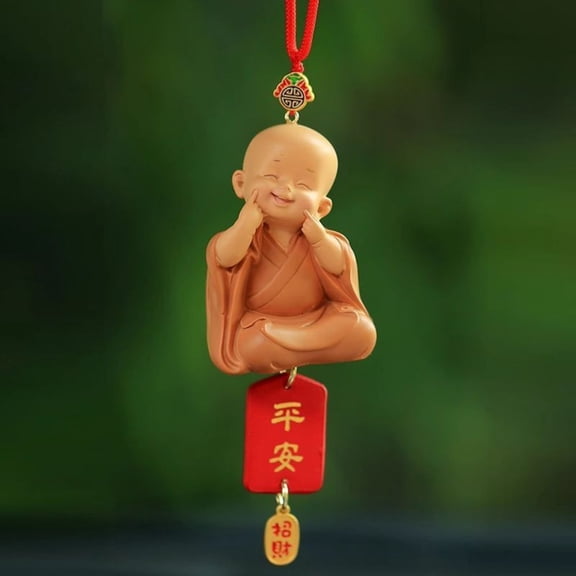 Small Monk Car Pendant Rearview Mirror Hanging Ornament Creative Personalized Vehicle Interior Decoration for Men and Women