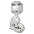 thumbnail image 1 of Small ''Mother'' Heart with Clear Crystal - Softball Charm Bead, 1 of 1