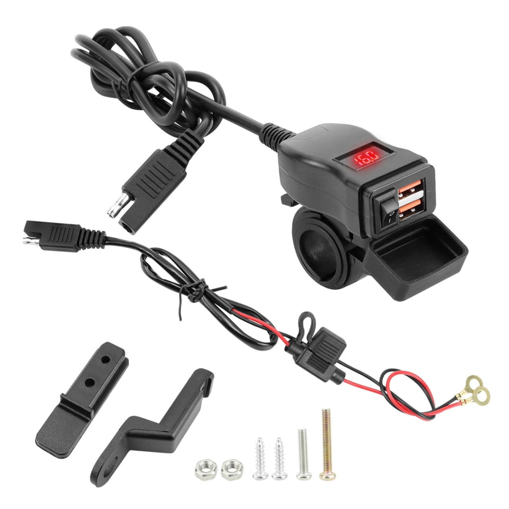 Small Motorcycle Phone Chargers with Double Ports Real Time Battery Electric Indicates for Electric Bike