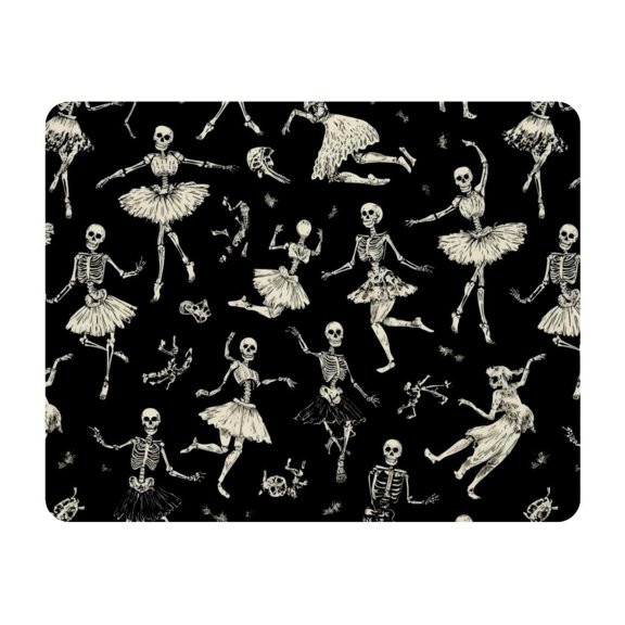 Small Mouse Pad Desk Pad, Office Mouse Mat Non-Slip Rubber Base, Mousepad for Computer Laptop 28x22cm,Ballet Dancing Skeleton Black