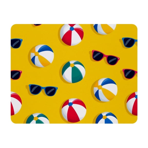 Small Mouse Pad Desk Pad, Office Mouse Mat Non-Slip Rubber Base, Mousepad for Computer Laptop 28x22cm,Beach Ball Glasses