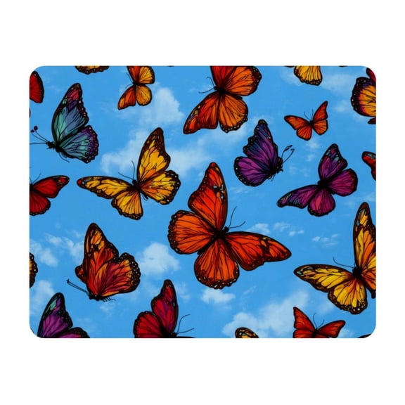 Small Mouse Pad Desk Pad, Office Mouse Mat Non-Slip Rubber Base, Mousepad for Computer Laptop 28x22cm,Blue Sky Butterflies