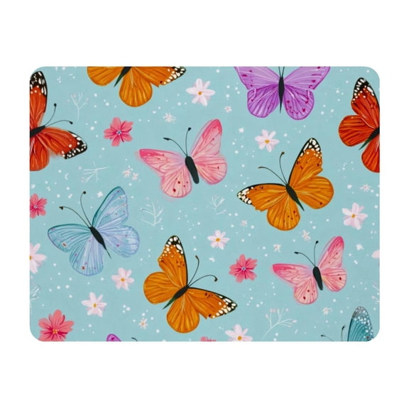 Small Mouse Pad Desk Pad, Office Mouse Mat Non-Slip Rubber Base, Mousepad for Computer Laptop 28x22cm,Butterflies Blue
