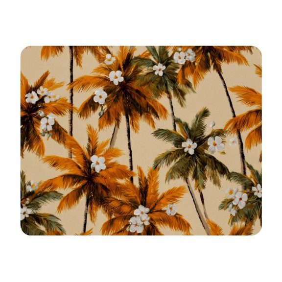 Small Mouse Pad Desk Pad, Office Mouse Mat Non-Slip Rubber Base, Mousepad for Computer Laptop 28x22cm,Coconut Tree Floral