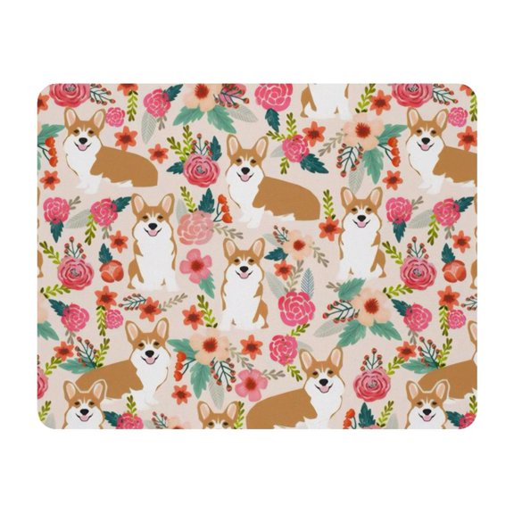 Small Mouse Pad Desk Pad, Office Mouse Mat Non-Slip Rubber Base, Mousepad for Computer Laptop 28x22cm,Corgis Rose
