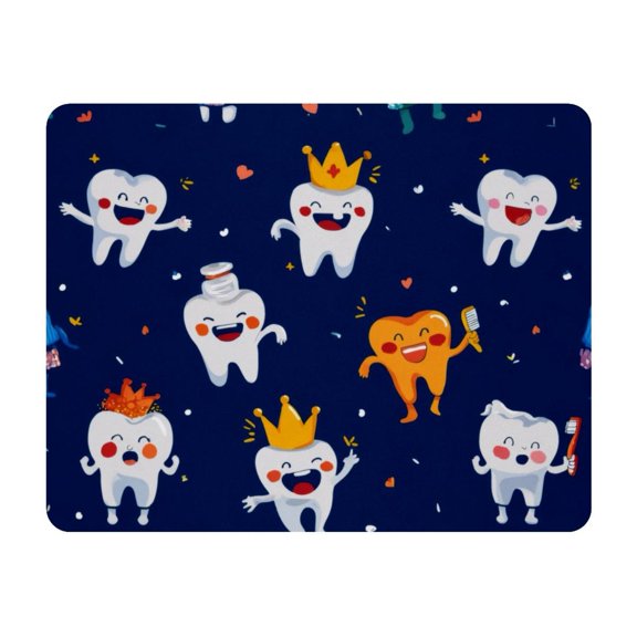 Small Mouse Pad Desk Pad, Office Mouse Mat Non-Slip Rubber Base, Mousepad for Computer Laptop 28x22cm,Dancing Teeth Printing