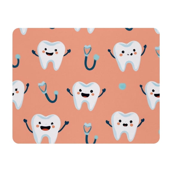 Small Mouse Pad Desk Pad, Office Mouse Mat Non-Slip Rubber Base, Mousepad for Computer Laptop 28x22cm,Dental Teeth