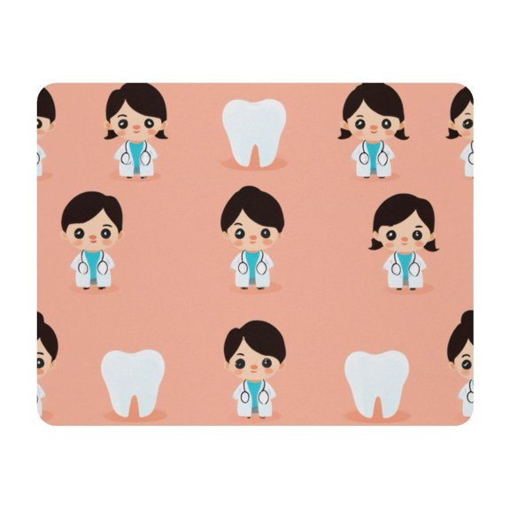 Small Mouse Pad Desk Pad, Office Mouse Mat Non-Slip Rubber Base, Mousepad for Computer Laptop 28x22cm,Doctor Tooth Orange
