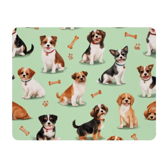 Small Mouse Pad Desk Pad, Office Mouse Mat Non-Slip Rubber Base, Mousepad for Computer Laptop 28x22cm,Dogs Green Background