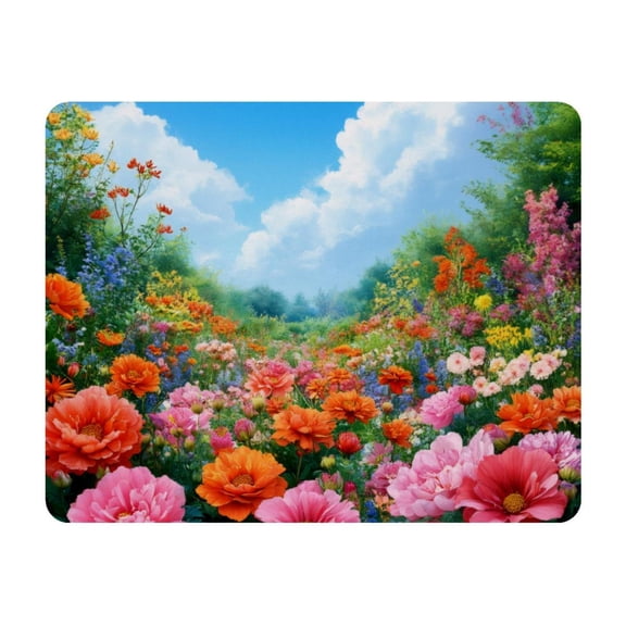 Small Mouse Pad Desk Pad, Office Mouse Mat Non-Slip Rubber Base, Mousepad for Computer Laptop 28x22cm,Flowers Blue Sky
