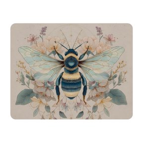 Small Mouse Pad Desk Pad, Office Mouse Mat Non-Slip Rubber Base, Mousepad for Computer Laptop 28x22cm,Flowers Fancy Bee