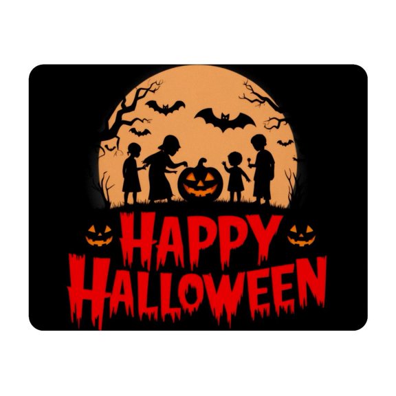 Small Mouse Pad Desk Pad, Office Mouse Mat Non-Slip Rubber Base, Mousepad for Computer Laptop 28x22cm,Happy Halloween Night
