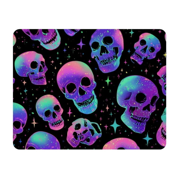 Small Mouse Pad Desk Pad, Office Mouse Mat Non-Slip Rubber Base, Mousepad for Computer Laptop 28x22cm,Neon Skull