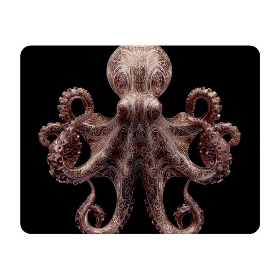 Small Mouse Pad Desk Pad, Office Mouse Mat Non-Slip Rubber Base, Mousepad for Computer Laptop 28x22cm,Octopus Black Background
