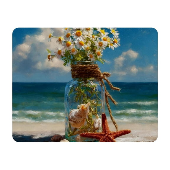 Small Mouse Pad Desk Pad, Office Mouse Mat Non-Slip Rubber Base, Mousepad for Computer Laptop 28x22cm,Sea Drift Bottle Starfish