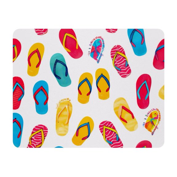 Small Mouse Pad Desk Pad, Office Mouse Mat Non-Slip Rubber Base, Mousepad for Computer Laptop 28x22cm,Summer Slippers Pattern