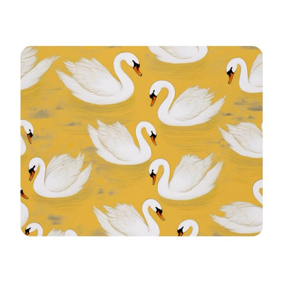 Small Mouse Pad Desk Pad, Office Mouse Mat Non-Slip Rubber Base, Mousepad for Computer Laptop 28x22cm,Swan Yellow Background