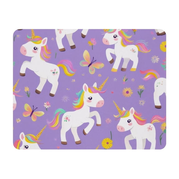 Small Mouse Pad Desk Pad, Office Mouse Mat Non-Slip Rubber Base, Mousepad for Computer Laptop 28x22cm,Unicorn Butterflies