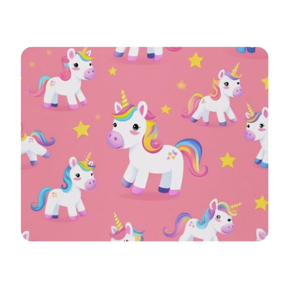 Small Mouse Pad Desk Pad, Office Mouse Mat Non-Slip Rubber Base, Mousepad for Computer Laptop 28x22cm,Unicorn Stars Pink