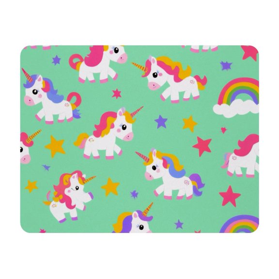 Small Mouse Pad Desk Pad, Office Mouse Mat Non-Slip Rubber Base, Mousepad for Computer Laptop 28x22cm,Unicorn Stars Rainbow