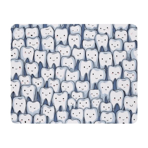 Small Mouse Pad Desk Pad, Office Mouse Mat Non-Slip Rubber Base, Mousepad for Computer Laptop 28x22cm,White Teeth
