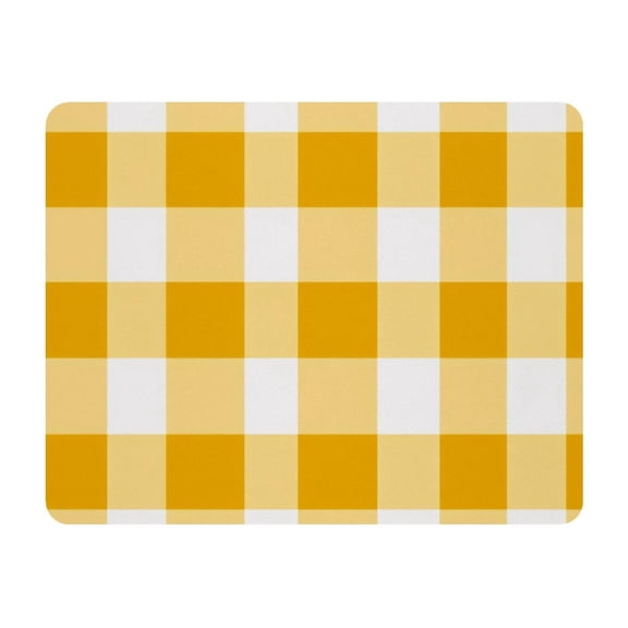 Small Mouse Pad Desk Pad, Office Mouse Mat Non-Slip Rubber Base, Mousepad for Computer Laptop 28x22cm,Yellow and White Grid
