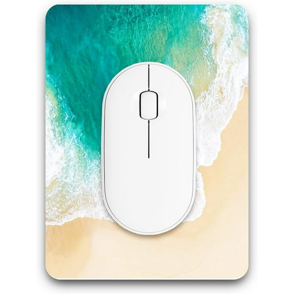Small Mouse Pad, Mini Mouse Pad 6 x 8 Inch, Thick Rubber Waterproof Mouse Mat, Cute Mousepad for Women Men Kids Wireless Mouse Mini Laptops Keyboard Tray Home Office Travel, Green Cool Beach