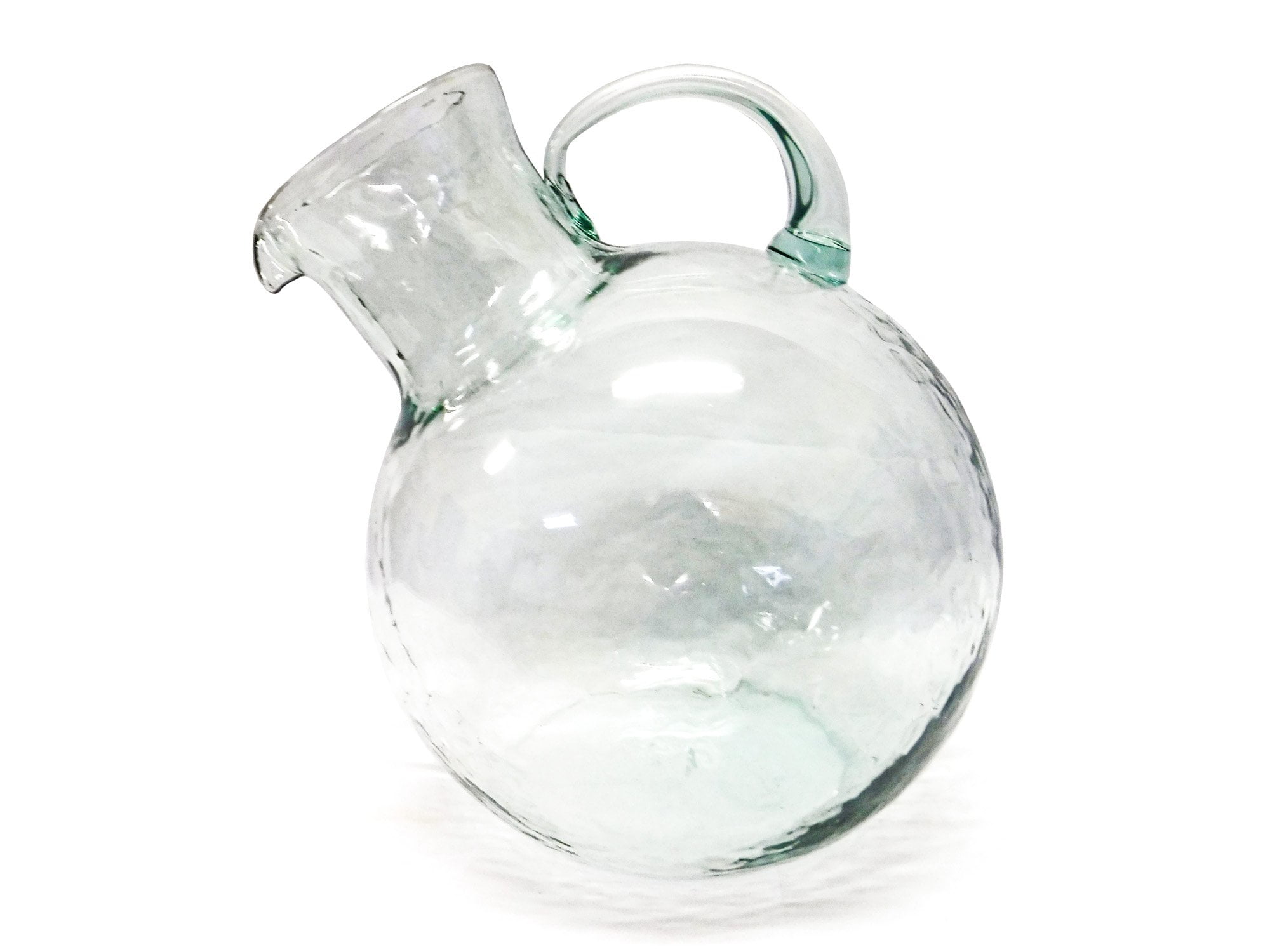 Handcrafted Recycled Glass Tilted Pitcher, 10 Inch, Green