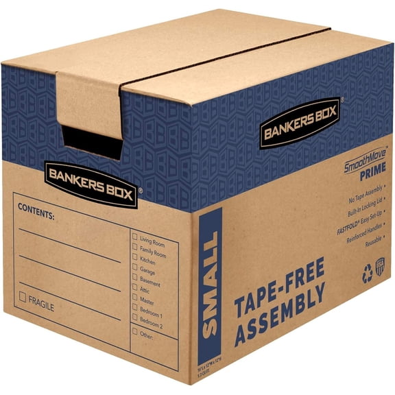 Small Moving Box 10 Pack, 16-in x 12-in x 12-in, Reinforced Handles, Tape-Free Attached Lid