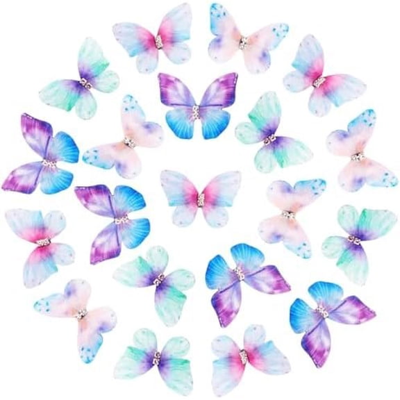 Small Moving Butterfly Hair Clips with Glitter Rhinestone 20 count Cute Mini Butterfly Decorations 90s Y2K Fairy Accessories for Women Girls Blue