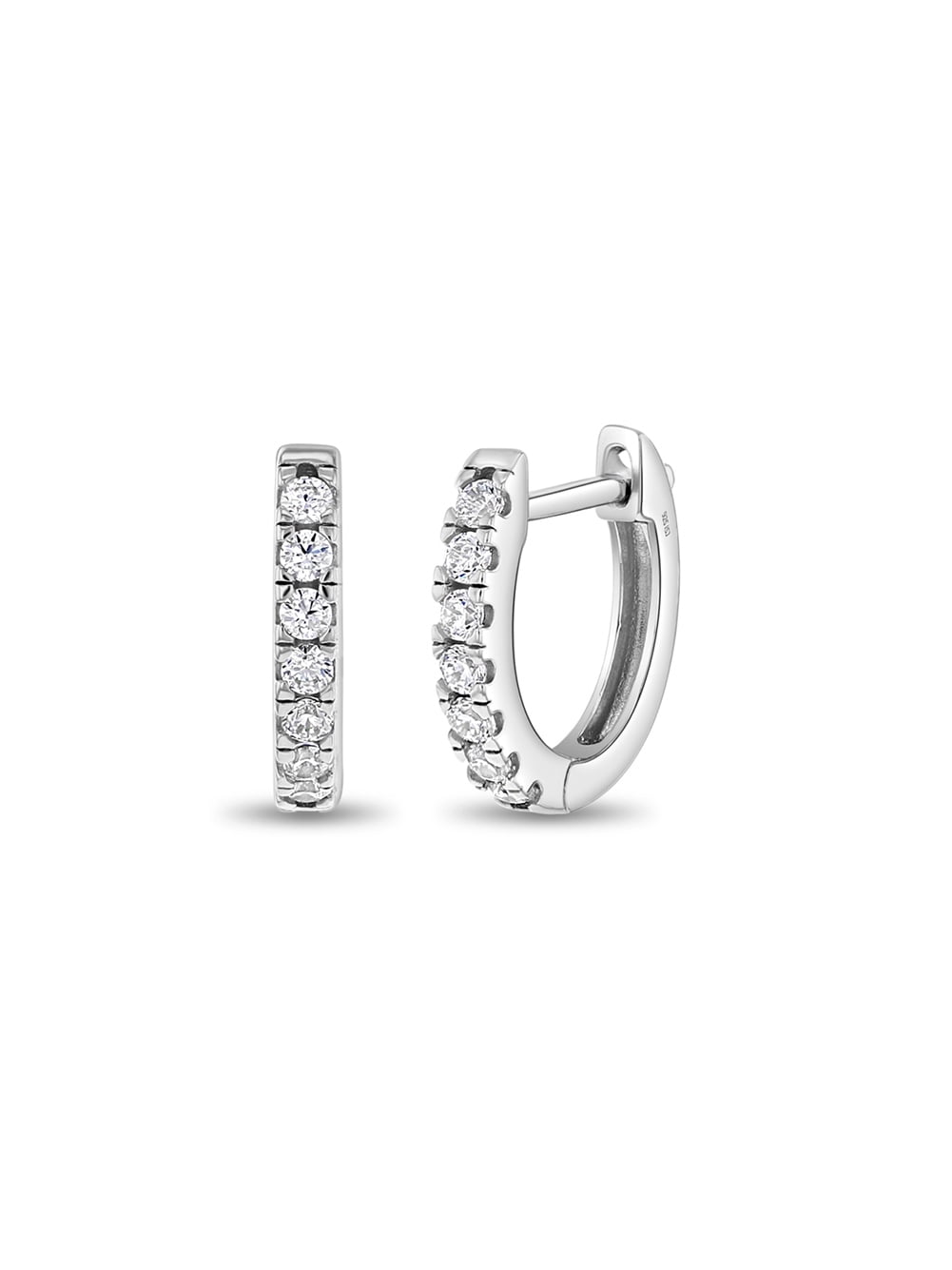 Small Multi CZ 9mm Kids Girls Earrings Hoop Safety Latch - Sterling Silver