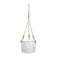 thumbnail image 1 of 6.25" x 8.25" Aaliyah Small Geometric Pattern Metal Indoor Hanging Planter with Jute Rope & Decorative Wood Beads, 1 of 6