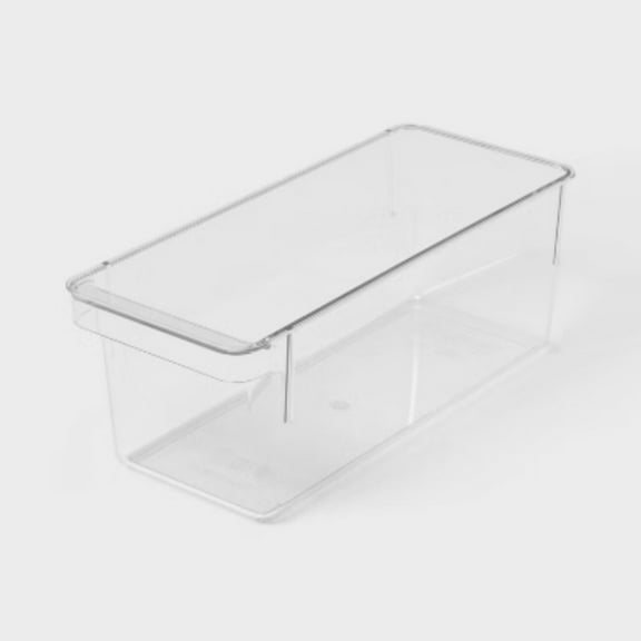 Small Narrow Fridge and Pantry Organizer Bin -Clear Kitchen Storage, Freezer-Safe, 10.5" Depth