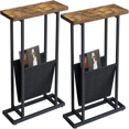 Small Narrow Side Table Set 2 for Small Spaces Slim End Table Magazine