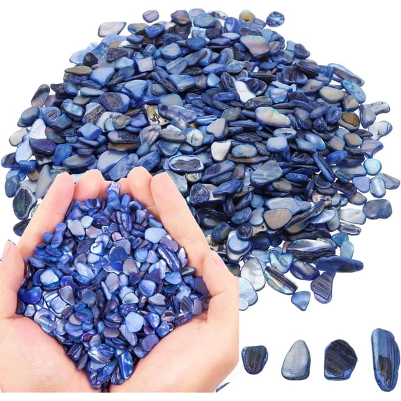 Small Natural Crushed Shells,Bexikou Irregular Crushed Shells for Decoration,Natural Crushed Seashells for Weddings, Vase Filler, Home Décor, and Crafts (0.66 lb,Cobalt Blue)