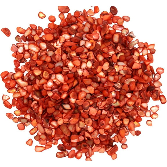 Small Natural Crushed Shells,Bexikou Irregular Crushed Shells for Decoration,Natural Crushed Seashells for Weddings, Vase Filler, Home Décor, and Crafts (0.66 lb,Red)