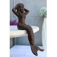 thumbnail image 1 of Small Nautical Siren Mermaid Venus Making Up Hair Cast Iron Rustic Sculpture, 1 of 9