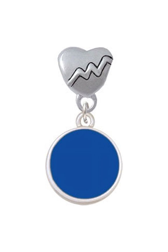 Small Navy Blue Enamel Disc - Heartbeat Charm Bead