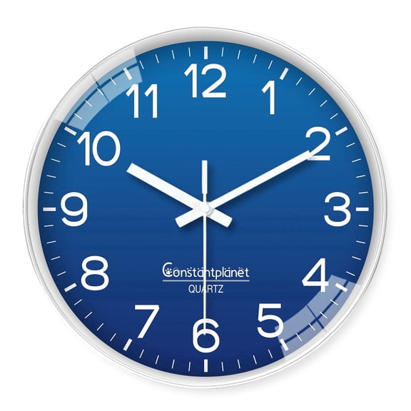 Small Navy Blue Minimalist Wall Clocks Battery Operated 8 Inch Round Classic Analog Wall Clock for Living Room Bedroom Silent Wall Clock Modern