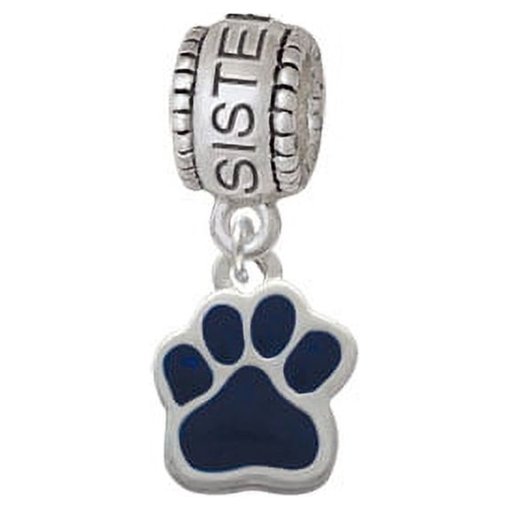 Small Navy Blue Paw - Sister Charm Bead