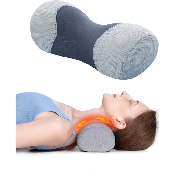 Sugagale Cylindrical Neck Pillow, Memory Foam Cervical Roll Pillow for Neck Pain Relief, Muscle Tension Relief & Contour Support