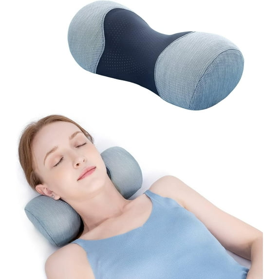 Small Neck Roll Pillow,Say Goodbye to Neck Pain, Cervical Memory Foam Pillow for Tension Muscle Relief, Ergonomic Support, Shoulder Pain Relaxer with Breathable Pillowcase, Odorless