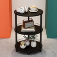 thumbnail image 1 of Small Nesting Coffee Table - 3-Tier Oval Accent Table for Small Spaces, Rustic Wood and Metal Couch End Table, Nightstand for Bedroom or End Table Living Room, Easy to Assemble, Charcoal Wenge, 1 of 7