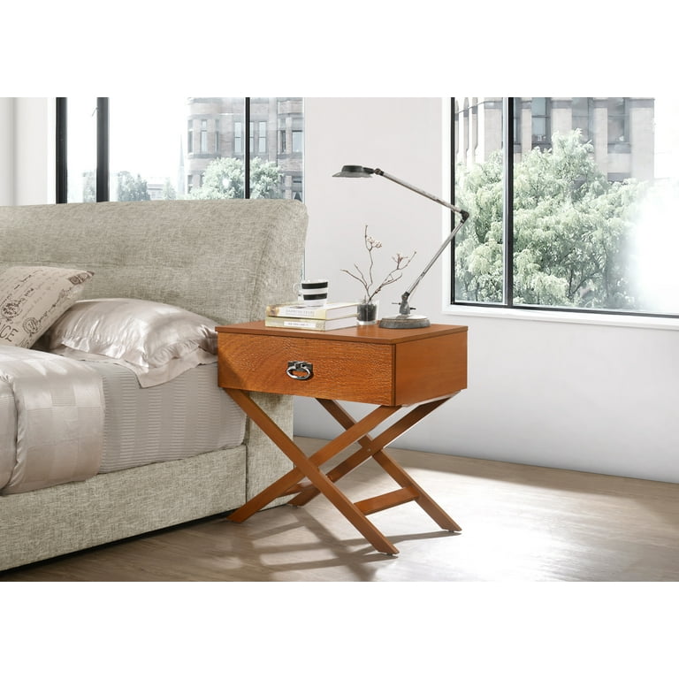 Small Nightstand with Drawer Unique X Frame Bedside Table with Croc Textured Minimalist and Practical Particle Board Sode Table Storage Shelf Night