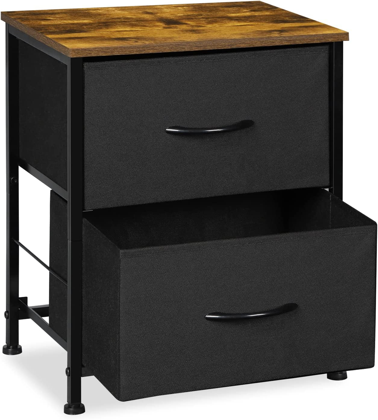 Small Nightstand Dresser, 2 Drawer Fabric Storage Bins Organizer, Black