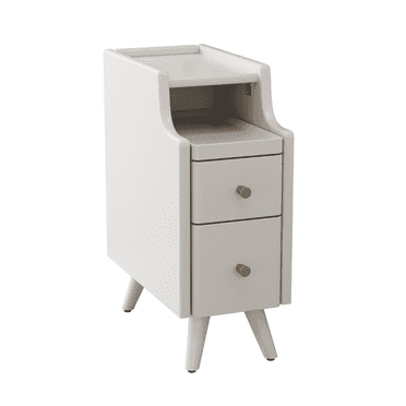Small Nightstand, Solid Wood Nightstand with Drawers, Small White Bedside Table for Bedroom