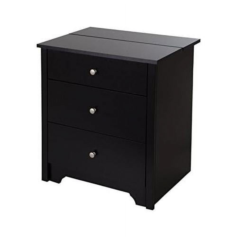 Small Nightstand Table With 3 Drawers For Bedroom, Modern Wood Bed Side
