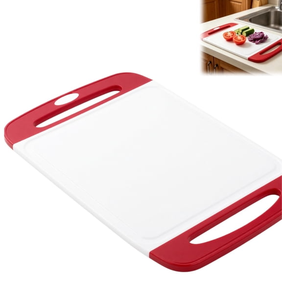 Small Non-Slip Plastic Cutting Board, Lightweight Fruit Vegetable Chopping Board with Handles