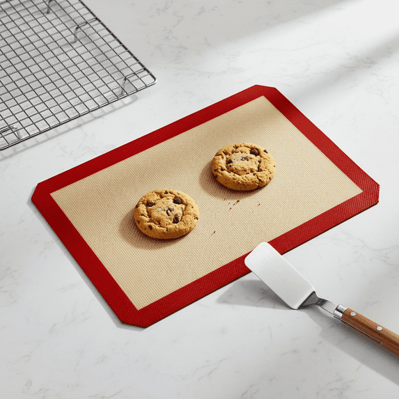 Small Non-Stick Baking Mat Heat Resistant Bakeware Sheet for Cookie and Bread Oven Safe Pastry Liner Home Kitchen Accessory 8x12 Inch Red